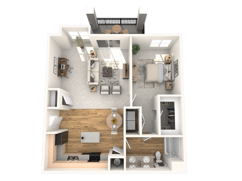 Floor plan for 1 bed, 1 bath, 829 sqft